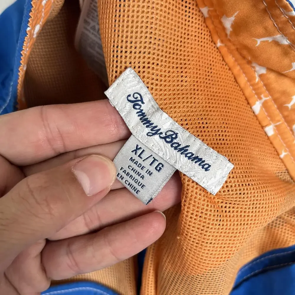 Tommy Bahama Swim Trunks Mens XL Blue Solid Cargo Mesh Lined Drawstring Pockets